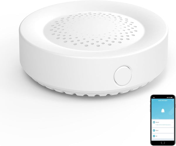 WiFi Siren Alarm, Smart Home Wireless Burglar Alarm, 100dB Sounder, Tuya App Control, Compatible with Alexa