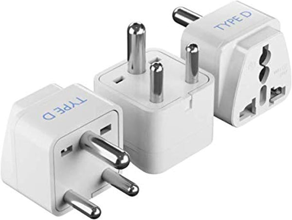 Ceptics India Travel Plug Adapter (Type D) for Pakistan, Nepal, Bangladesh - 3 Pack