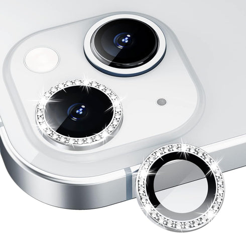 Xfilm Bling Diamond iPhone 13/13 Mini, HD Clear Tempered Glass Camera Lens Protection Cover, Scratch Proof