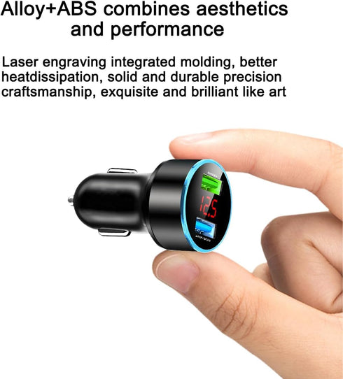 66W Car Charger, Super Fast Charging 2 Ports USB Vehicle Charger, Quick Charge Adapter for Phones and Laptops