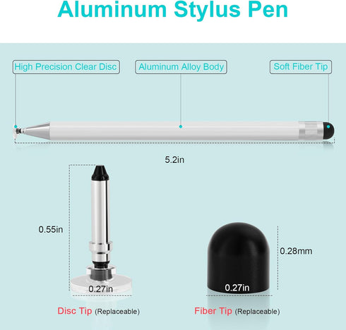 SSS·GRGB Magnetic Disc Stylus for Touch Screens - High Sensitivity Capacitive Stylus for Tablets, White