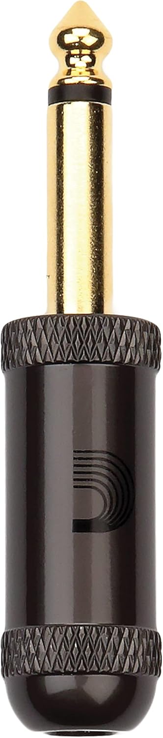 D'Addario Accessories Gold Plated Guitar Cable Plug - Solderless 1/4 Inch/6.35 MM Straight - 1 Pack