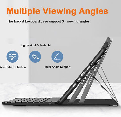 Wireless Bluetooth Keyboard Case for iPad 10th Generation, Full-body Protection, Black