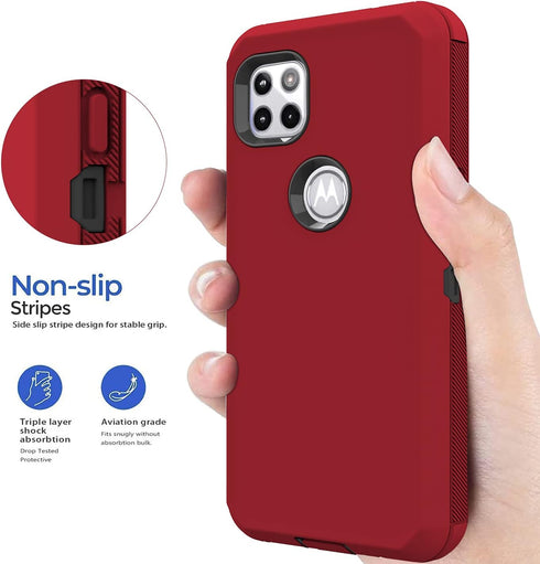 Annymall for Moto One 5G Ace Case with Screen Protector, Rugged Triple Layer Shockproof Heavy Duty Phone Case Cover