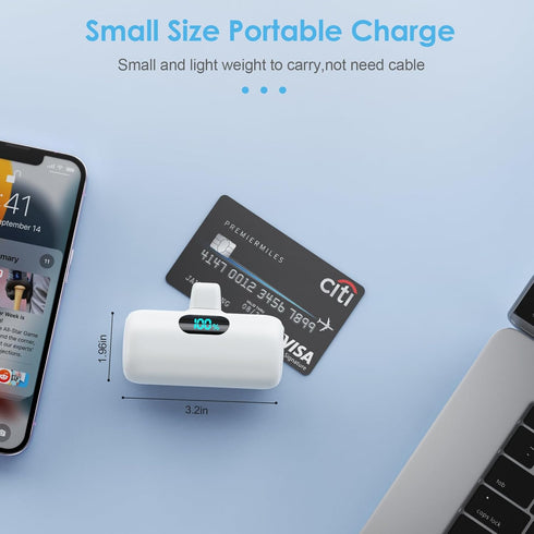 Small Portable Charger for iPhone 5000mAh, Upgraded PD Fast Charging Power Bank, Mini Plug-in Battery Pack for iPhone