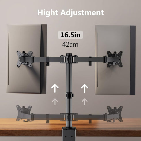 ErGear Dual Monitor Desk Mount, Heavy Duty Adjustable Arm for 2 Screens up to 32 Inches