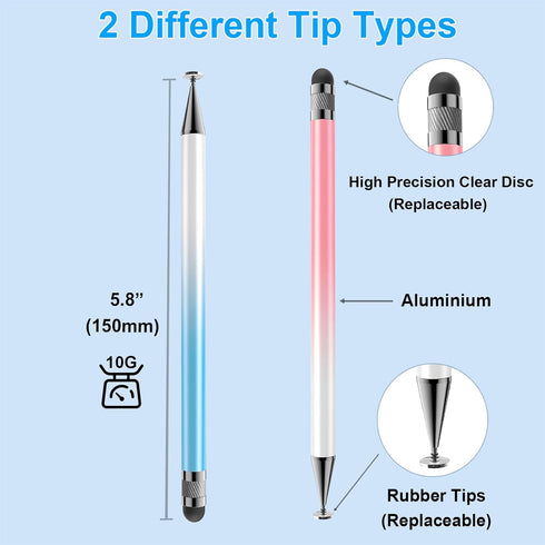 Bopomofo Stylus (5 Pcs) - 2-in-1 Stylus Pen for Touchscreen, High Precision for iPhone/iPad/Android Tablets