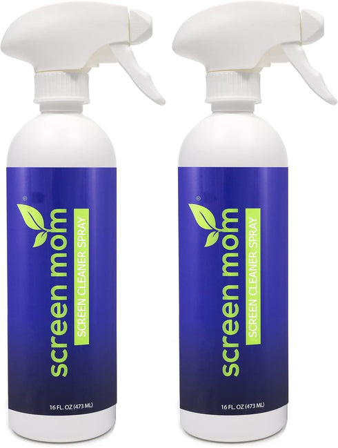 Screen Mom Screen Cleaner Spray (32oz) - 2 x 16oz Bottles, TV & Computer Screen Cleaner with 2 Microfiber Towels