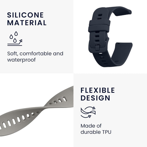 kwmobile Straps Compatible with Garmin Venu Sq 2 Music/Sq 2, 2x Replacement Silicone Watch Bands - Black/Grey