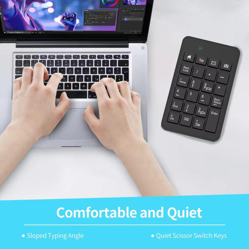 Wireless Number Pad with Battery, 23 Keys Numeric Keypad for Laptop, PC, Notebook, Desktop, Surface Pro