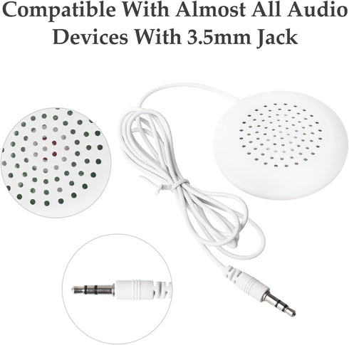 Pillow Speaker - Under Pillow Portable Personal Speaker, 3.5mm Mini Speaker for MP3 Phone with 3.5mm Jack (White)