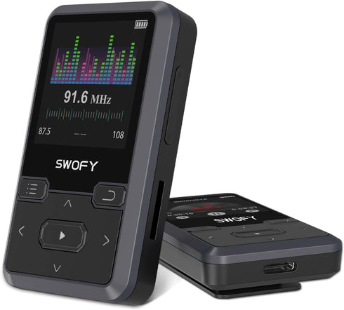 SWOFY 32GB MP3 Player with Bluetooth 5.0 - Portable Clip Music Player