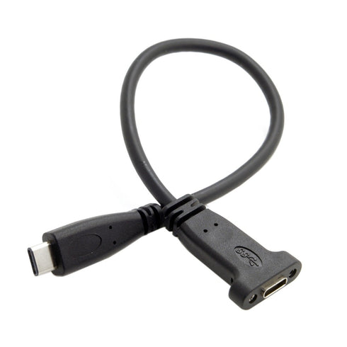 cablecc USB-C USB 3.1 Type C Male to Female Extension Data Cable with Panel Mount Screw Hole