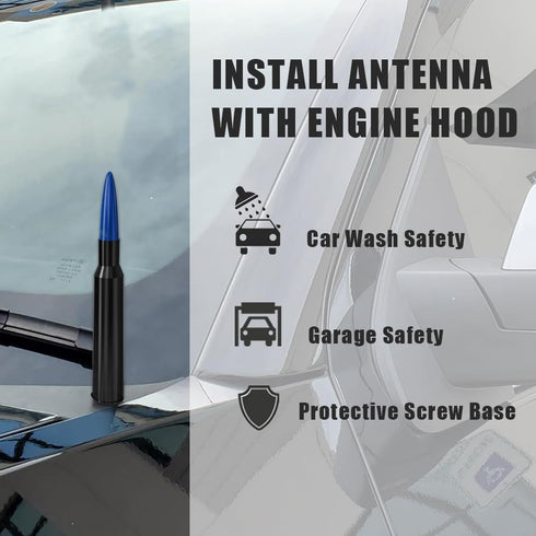 WINUERK Bullet Car Antenna Replacement, Aluminum Alloy Waterproof Short Antenna, Signal Stability Universal Exterior