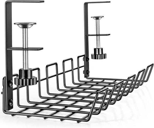Under Desk Cable Management Tray Organizer for Cord Wire, No Drill Installation for Home Office Workstation