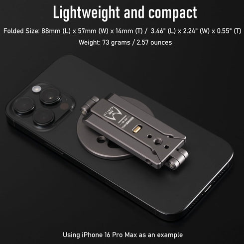 SHINEWEE 20 N52 1/4" 12-17 Ultra-Compact Magnetic Tripod for iPhone | Foldable Hook Design, Magnets, Cold Shoe & Screw