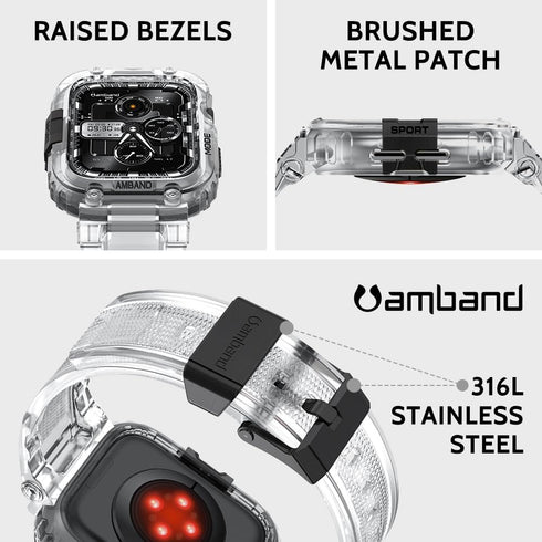 amBand Bands Compatible with Apple Watch 9/8/7 41mm - M1 Sport Series Rugged Case with TPU Strap for iWatch