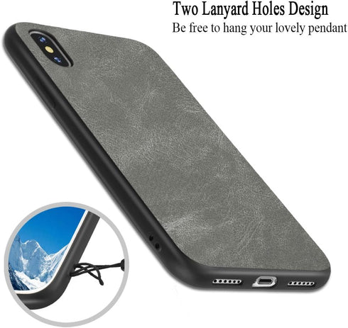 SALAWAT Slim Shock Proof Phone Case for iPhone Xs, Lightweight Premium PU Leather TPU Bumper Protection (Gray)