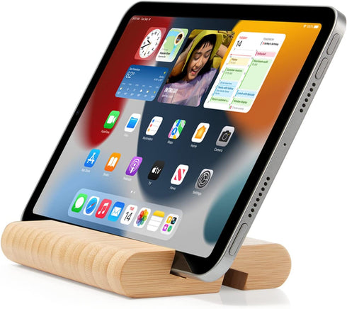 Bamboo Cell Phone Stand Wooden Tablet Holder for Desktop, Mobile Stand for iPhone iPad Tablets and All Phones