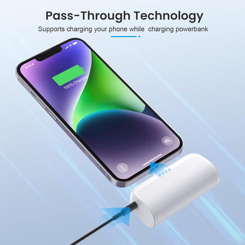 Mini Portable Charger Power Bank for iPhone, 5200mAh Ultra-Compact PD Fast Charging Battery Pack, Compatible