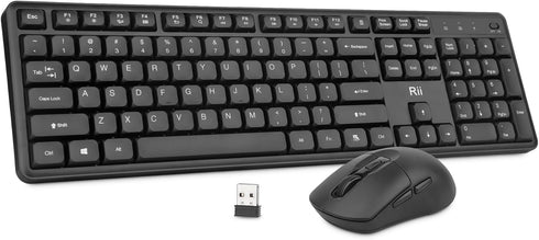 Rii Wireless Keyboard and Mouse, RK209 2.4G Full-Sized Quiet Wireless Ergonomic Keyboard,Quiet Typing