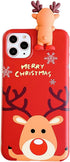 Christmas iPhone 15 Pro Max Case (Red) - Merry Christmas 3D Cute Snowman Santa/Elk Antlers Soft Silicone TPU