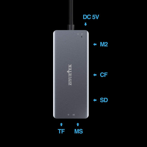 CF Card Reader,USB 3.0 to Compact Flash Memory Card Reader Adapter 5Gbps Read 5 Cards Simultaneously for SDXC, SDHC, SD, Micro SDXC, Micro SD, Micro SDHC, M2, MS, CF and UHS-I Card (Grey) by ZIYUETEK