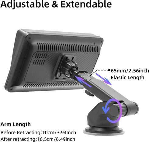 Flexible Dashboard Suction Cup Bracket Mount for Carplay Screen Monitor, Compatible with Most Portable Monitors