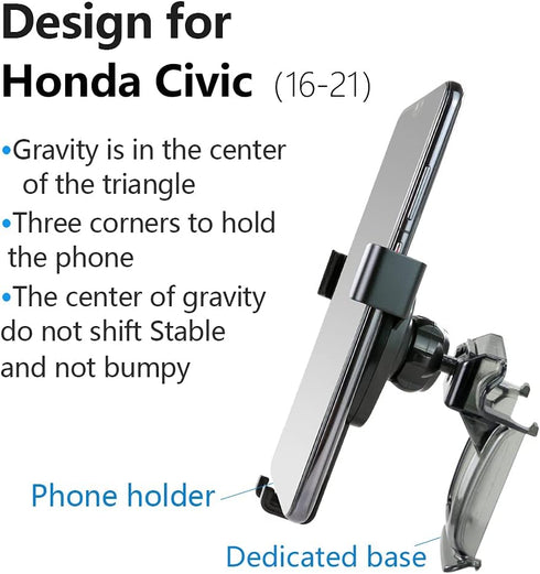 Car Phone Holder for 10th Gen 2016-2021 Honda Civic, Auto Accessories Navigation Bracket Mobile Cell Phone Mount