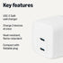 Amazon Basics 35W 2-Port 2 Fast Charging USB-C Nano GaN Wall Charger, for Phones, Tablets, Charge Devices