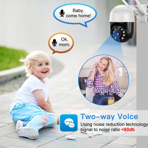 EVERSECU Outdoor PTZ Security Camera, 1080P, 2.4Ghz WiFi, Night Vision, Two Way Audio, Supports SD Card
