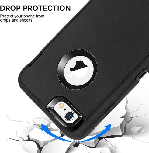 MAXCURY iPhone 6s Plus Case, Heavy Duty Shockproof Full Body Protection, Built-in Screen Protector, Black