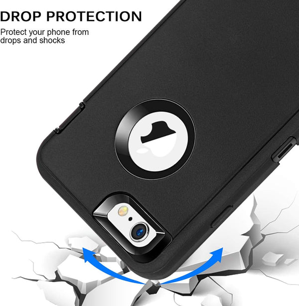 MAXCURY Heavy Duty Shockproof Case for iPhone 6/6S (4.7") with Built-in Screen Protector, Black