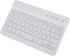 7 Inch Mini Universal Bluetooth Keyboard, Multi-Function Aluminum Alloy Portable Ultra-Slim White Color Keypad, Compatible for Multiple Systems