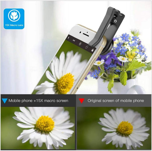 Phone Camera Lens, 6 in 1 Clip on Lens Kit with Fisheye, Macro, Wide Angle, Zoom, Polarization, and Starlight Lenses