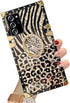 Samsung Galaxy A52 Trunk Case, Cute Leopard Pattern Gold Glitter Bling Soft Cover with Finger Ring Grip Kickstand