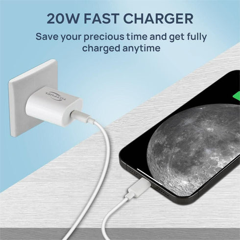 20W USB-C Power Adapter Fast Charger Block, Portable Travel Wall Plug for iPhone, Samsung Galaxy Charging Cube