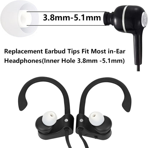 Silicone Earbud Replacement Tips, Fit for in-Ear Headphones (Inner Hole 3.8mm -5.1mm), 9 Pairs Earbud Covers