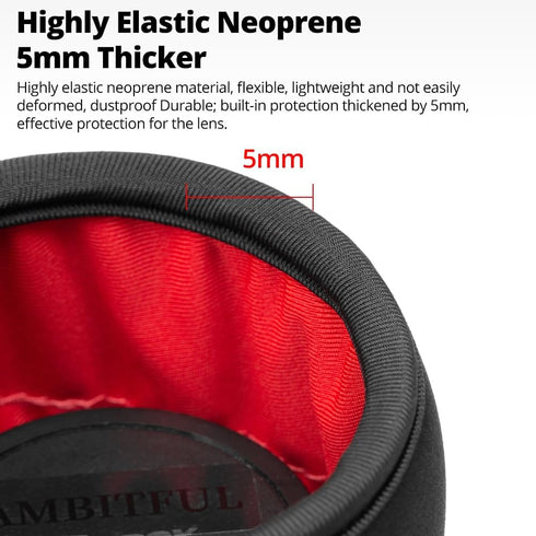 AMBITFUL Lensball Bag, Thick Protective Neoprene Lens Pouch for DSLR Camera Lens - Fits Nikon, Sigma, Sony, Fuji,