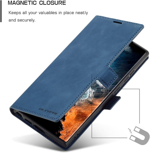 QLTYPRI Samsung Galaxy S22 Ultra Case - Premium PU Leather Cover with Card Holder, Shockproof Flip Wallet Case