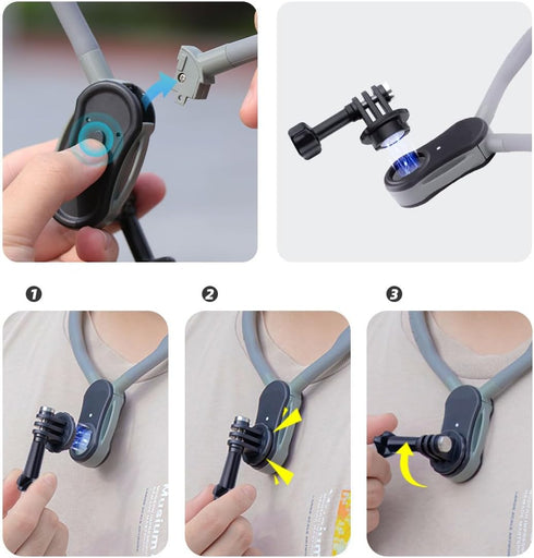 POV Neck Mount with Chest Strap, Extendable Arm Smartphone Mount for GoPro and Action Cameras