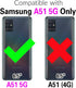 Samsung Galaxy A51 5G Phone Case with Tempered Glass Screen Protector, Credit Card Holder, Rugged Black Cover