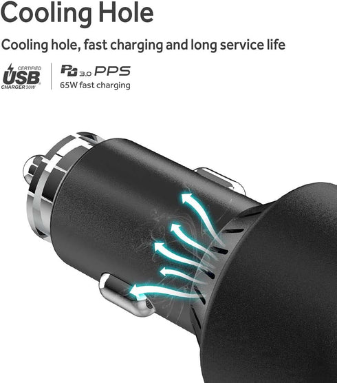 95W 3 Port USB C Fast Car Charger, 65W 30W PPS PD Type C Adapter for iPhone 15 14 Pro Max, Samsung S21 S10 Note10/20
