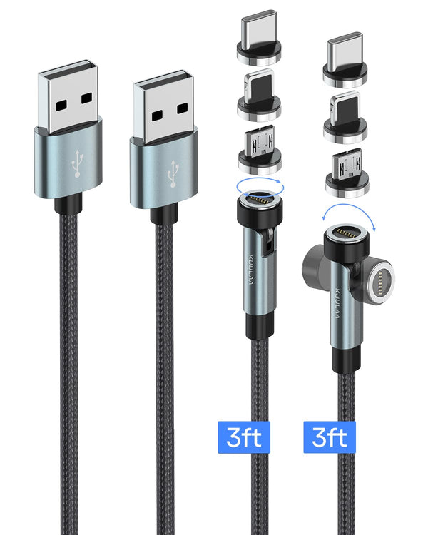 Kuulaa 7pin Magnetic Charging Cable 2Pack, 3FT 540° Rotating Magnetic Phone Charger Cable with 3A Fast Charging