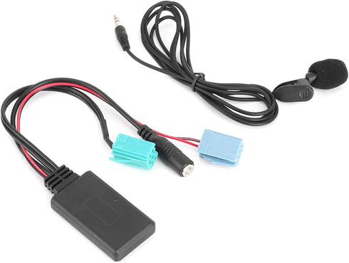 Bluetooth Audio Adapter, DC12V 6Pin AUX-in Adapter with Microphone, ABS Fit for Renault Clio/Espace/Megane