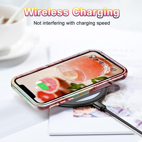CASEFIV iPhone 11 Case, Rose Gold Marble Pattern, 3-in-1 Heavy Duty Shockproof, Full Body Rugged PC+Soft Silicone Cover.