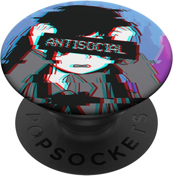 PopSockets Standard PopGrip - Antisocial Sad Anime Girl Japanese Vaporwave Aesthetic
