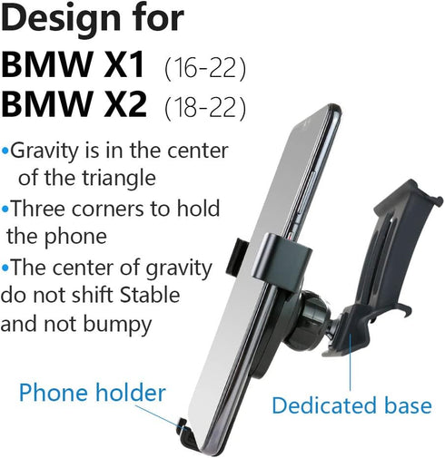 Car Phone Holder for 2016-2022 BMW X1 SUV sDrive28i xDrive28i and 2018-2022 X2 F48 F39 Auto Accessories