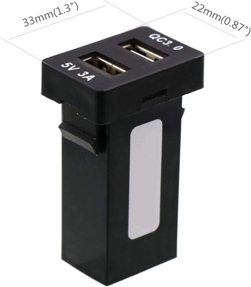 QC3.0+5V 3A Dual USB Power Socket, Quick Charge Car Charger USB Adapter for Smart Phone PDA Android GPS Use for Toyota