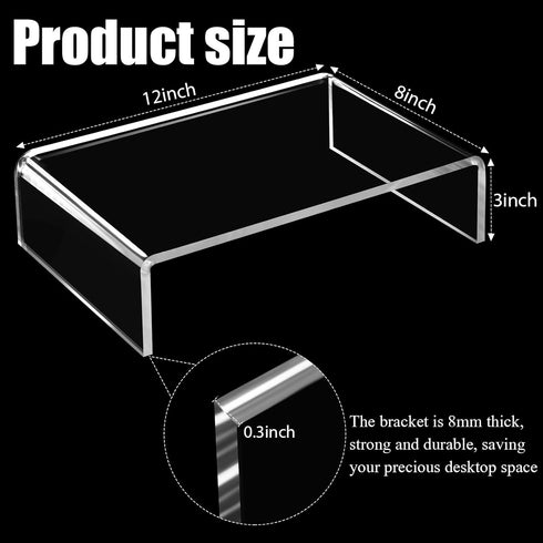 Jetec 2 Pcs Clear Acrylic Monitor Stand, Desktop Video Riser for Laptop, TV, Computer Screen, Teacher's Day Supplies